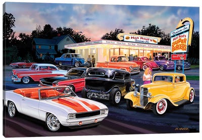 Hot Rod Drive-In I Canvas Art Print - By Land