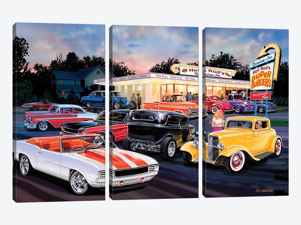 Hot Rod Drive-In I by Bruce Kaiser 3-piece Art Print
