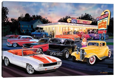 Hot Rod Drive-In II Canvas Art Print - By Land