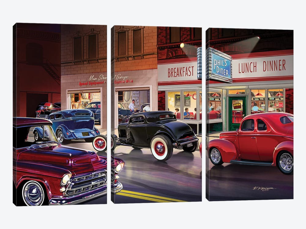 Phil's Diner by Bruce Kaiser 3-piece Canvas Print