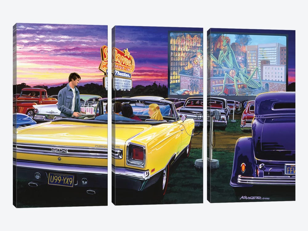 Sky View Drive-In by Bruce Kaiser 3-piece Canvas Art
