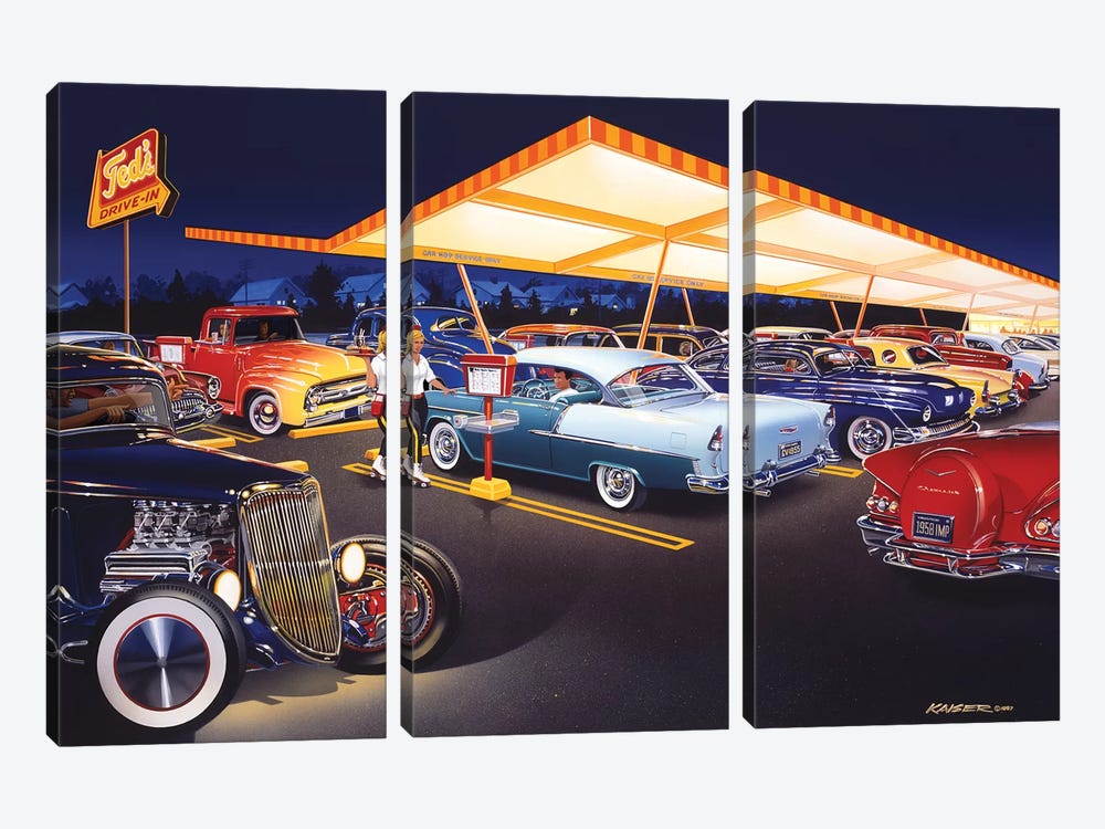 Ted's Drive-In by Bruce Kaiser 3-piece Canvas Art
