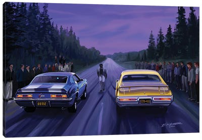 Back Road Races Canvas Art Print - Sports Art
