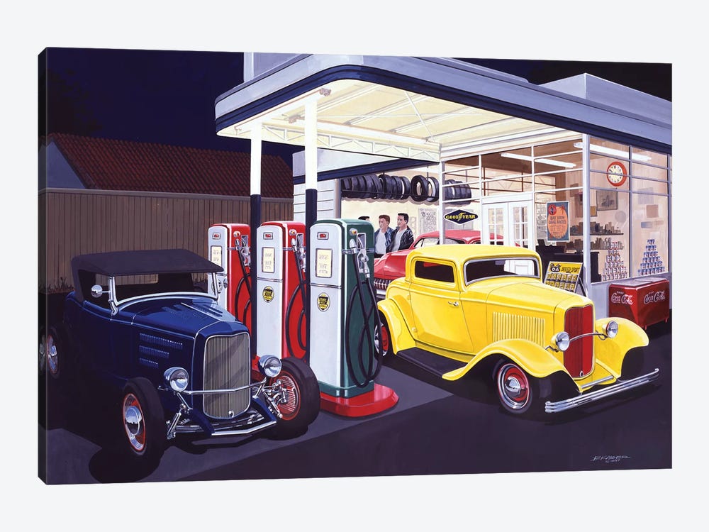 Deuce Service Garage by Bruce Kaiser 1-piece Art Print