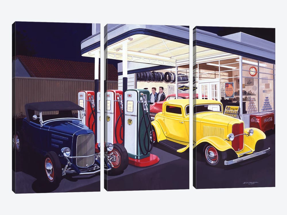 Deuce Service Garage by Bruce Kaiser 3-piece Canvas Print