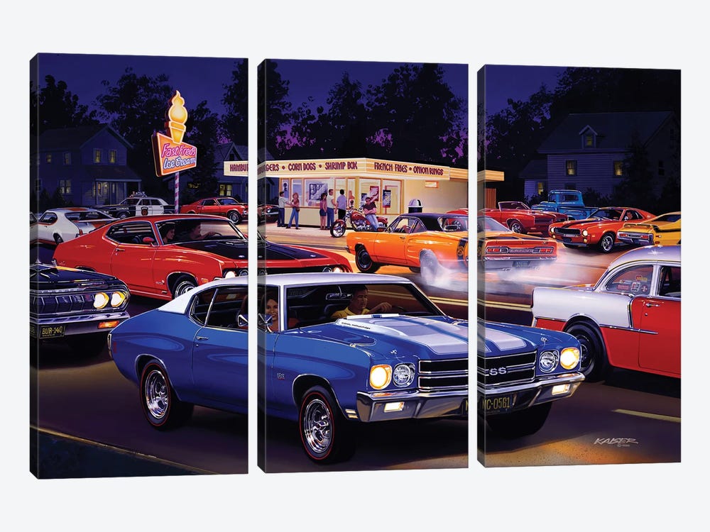 Fast Fred's by Bruce Kaiser 3-piece Canvas Art
