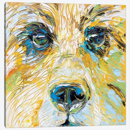 Mellow Yellow Bear Canvas Print #KSV14} by Kathleen Steventon Canvas Print