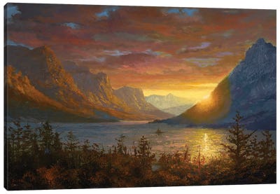 St. Mary's Lake, Montana (Study) Canvas Art Print - Sunrise & Sunset Art