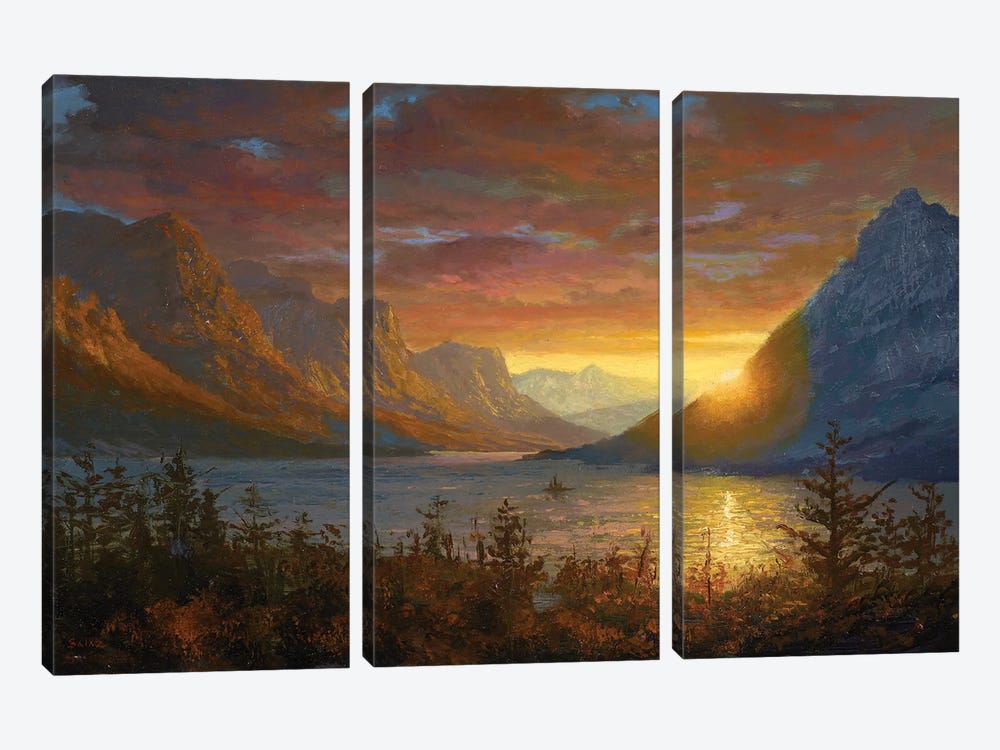 St. Mary's Lake, Montana (Study) by Ken Salaz 3-piece Canvas Print