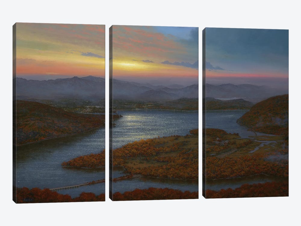 Sunrise Over Iona Island From Bear Mountain by Ken Salaz 3-piece Canvas Art Print
