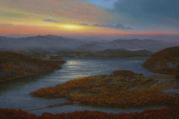 Ken Salaz: Sunrise Over Iona Island From Bear Mountain by Ken Salaz