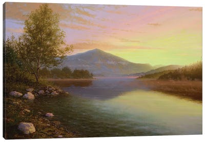 Sunrise Over Lake Placid Canvas Art Print - Mountain Sunrise & Sunset Art