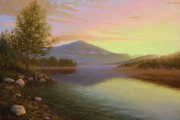Pine Trees: Sunrise Over Lake Placid by Ken Salaz