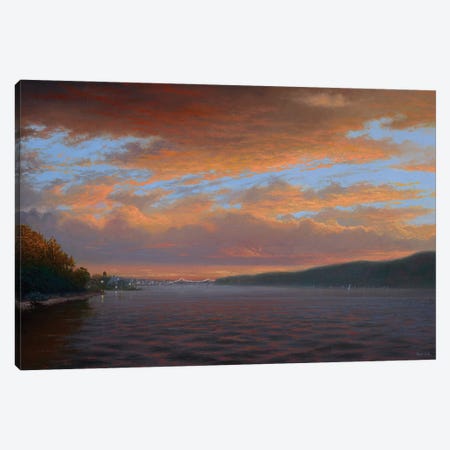 Sunset - Dobbs Ferry Looking South To NYC 10.23.18 Canvas Print #KSZ19} by Ken Salaz Canvas Art