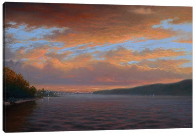 Sunset - Dobbs Ferry Looking South To NYC 10.23.18 Canvas Art Print - Art by Native American & Indigenous Artists