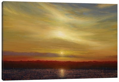 Sunset From Ocean Cliff - Newport, RI Canvas Art Print - Ken Salaz