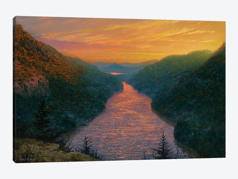 Sunset Over Ausable Lake From Indian Head by Ken Salaz 1-piece Canvas Artwork