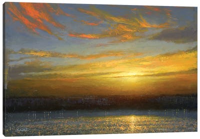 Sunset Over Palisades Canvas Art Print - Art by Native American & Indigenous Artists