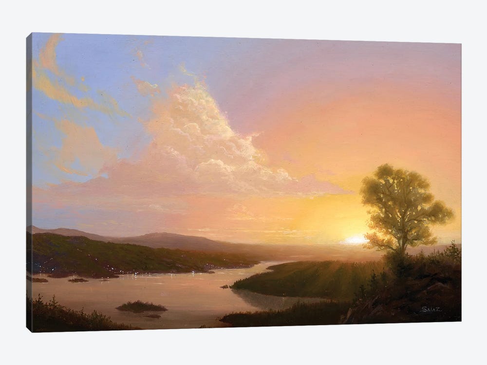 Sunset Over The Hudson Near Olana (Homage To F. Church) by Ken Salaz 1-piece Canvas Artwork