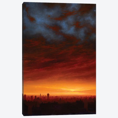 Fire And Ice - Sunset Over NYC Canvas Print #KSZ5} by Ken Salaz Canvas Art Print