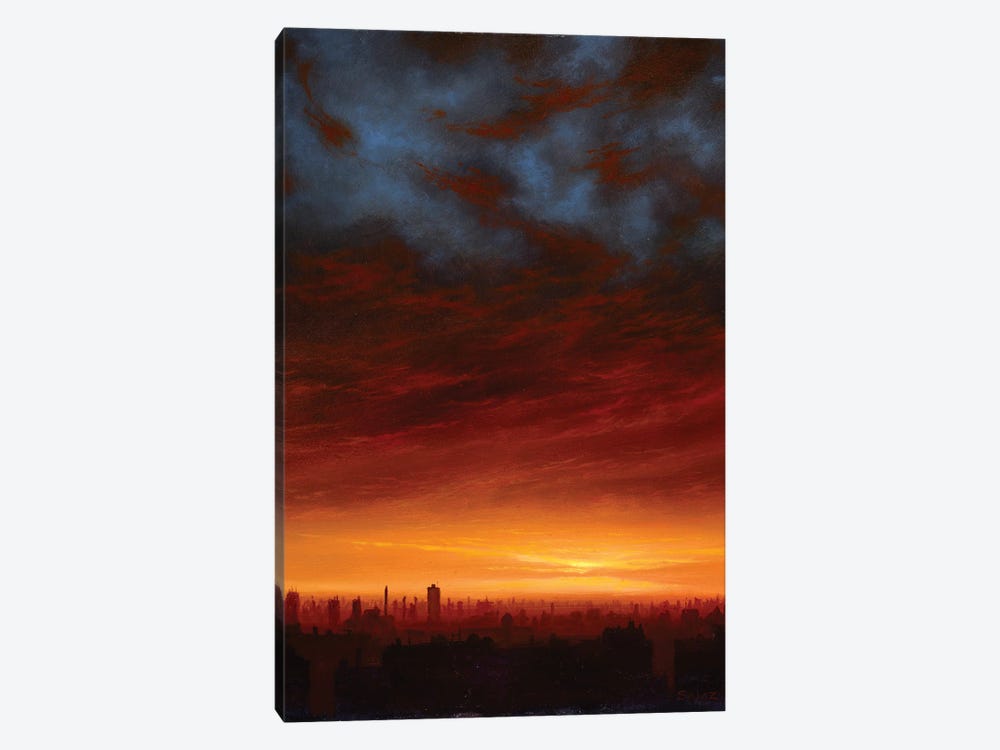 Fire And Ice - Sunset Over NYC by Ken Salaz 1-piece Canvas Artwork