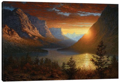 Majestic Landscape - St. Mary's Lake Canvas Art Print - Art by Native American & Indigenous Artists
