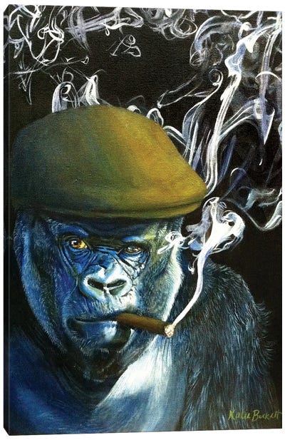 Silverback Smoking Canvas Art Print - Primate Art
