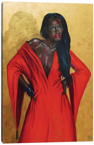 Lady In Red Canvas Art Print - Kateryna Bortsova