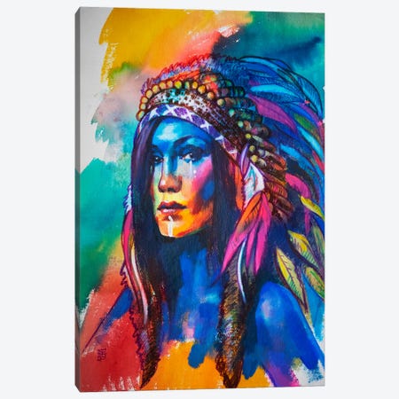 Native American Girl Canvas Print #KTB296} by Kateryna Bortsova Canvas Art Print