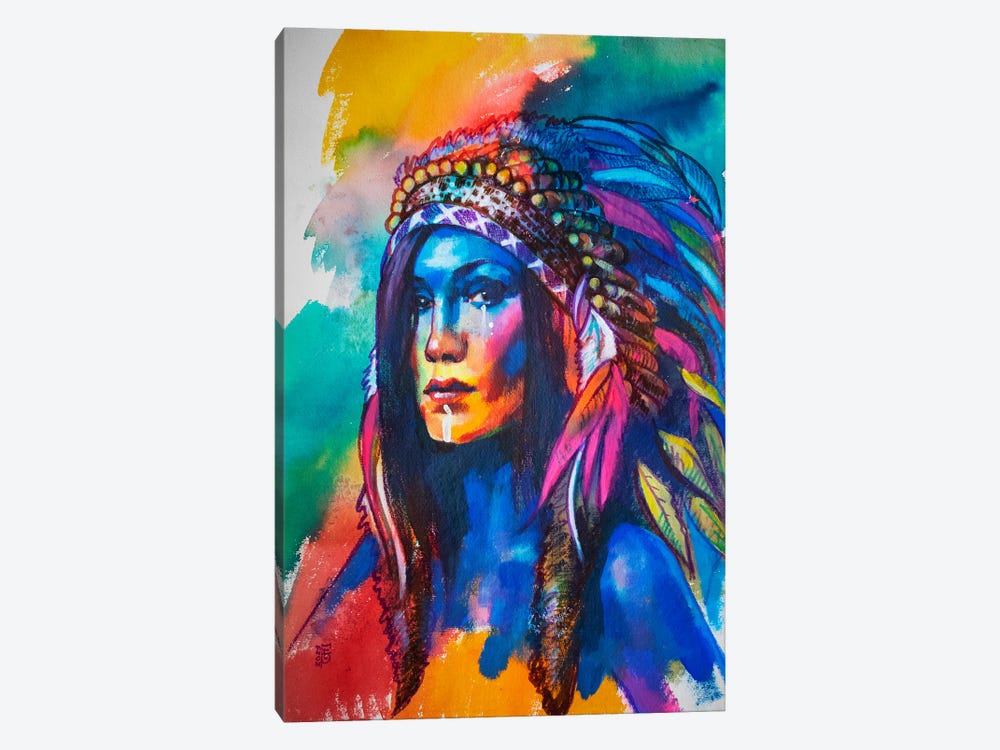 Native American Girl by Kateryna Bortsova 1-piece Canvas Wall Art