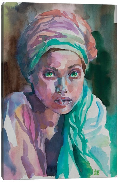 Girl With Scarf Canvas Art Print - Kateryna Bortsova