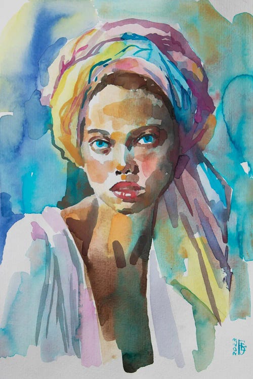 Girl In Colourful Turban by Kateryna Bortsova wall art