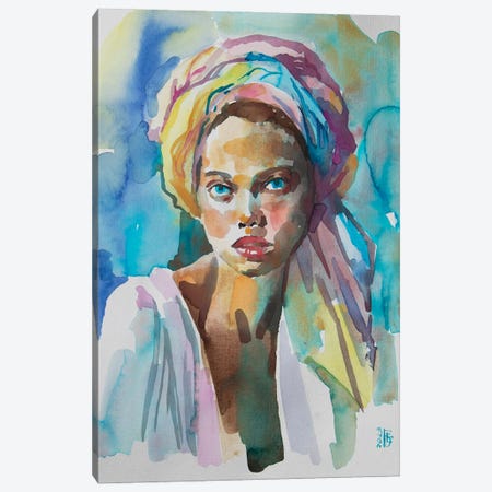 Girl In Colourful Turban Canvas Print #KTB314} by Kateryna Bortsova Canvas Wall Art