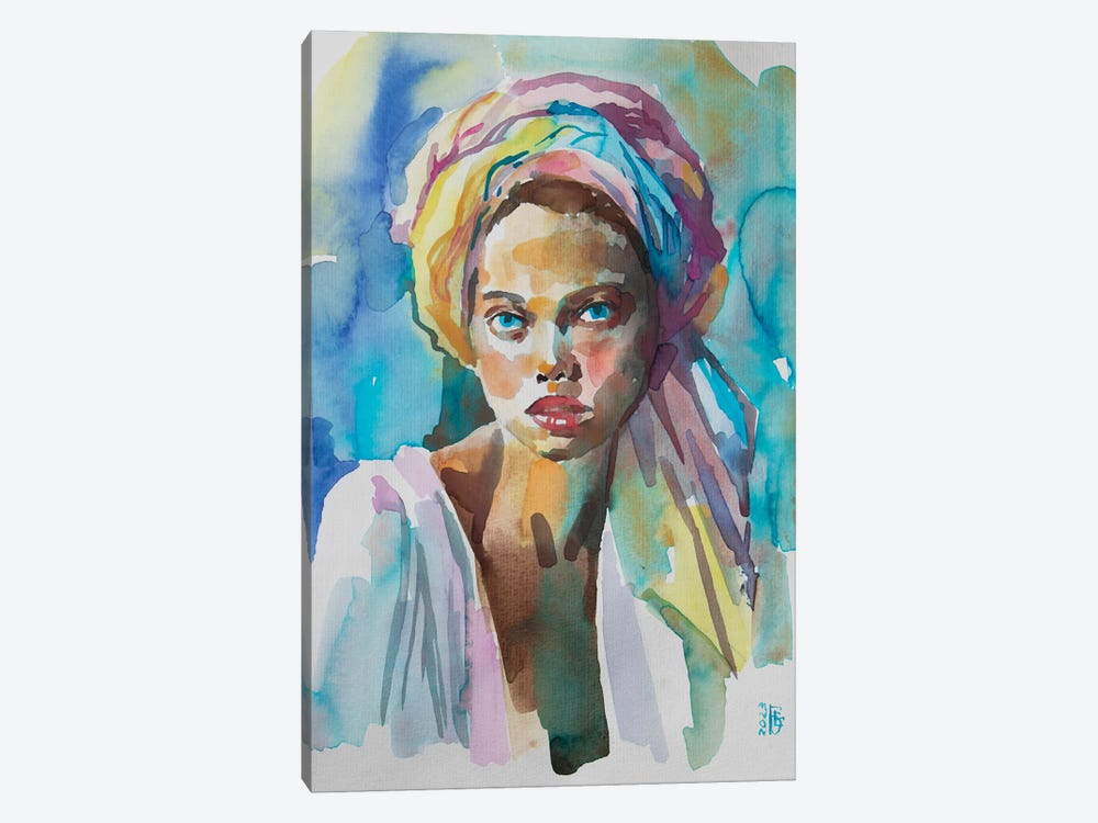 Girl In Colourful Turban by Kateryna Bortsova 1-piece Canvas Art Print