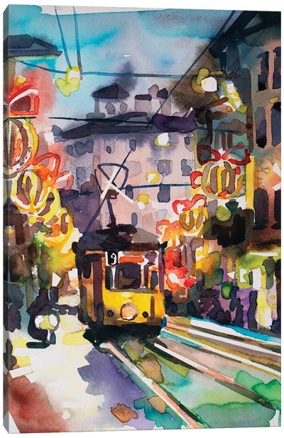 Christmas In Milan Canvas Art Print - Train Art