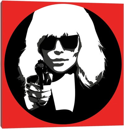 Atomic Blonde at Gun point Canvas Art Print - Thriller Movie Art