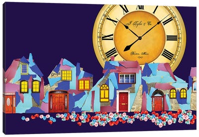Paper Town Canvas Art Print - Clock Art