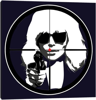 At Gun Point Atomic Blonde Canvas Art Print - Thriller Movie Art
