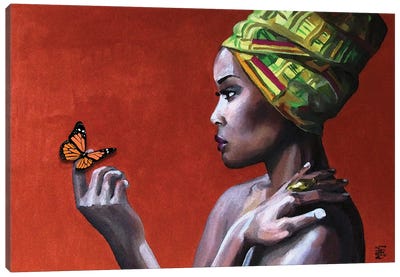 Girl With Butterfly Canvas Art Print - Kateryna Bortsova