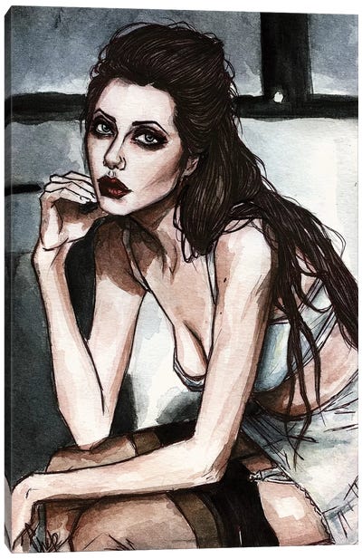 Angelina J, 90s Canvas Art Print - Katerina Chep