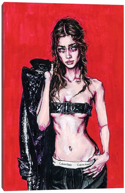 Taylor H, Red Canvas Art Print - Katerina Chep