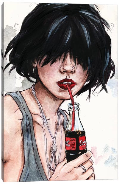 Cola Girl Canvas Art Print - Soft Drink Art