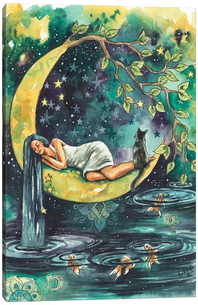 Moon Goddess Of The Lake Canvas Art Print - Kat Fedora
