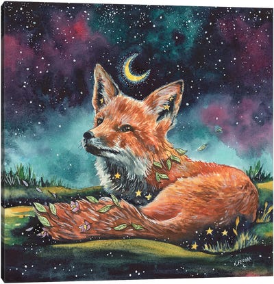 Watching The Night Canvas Art Print - Kat Fedora