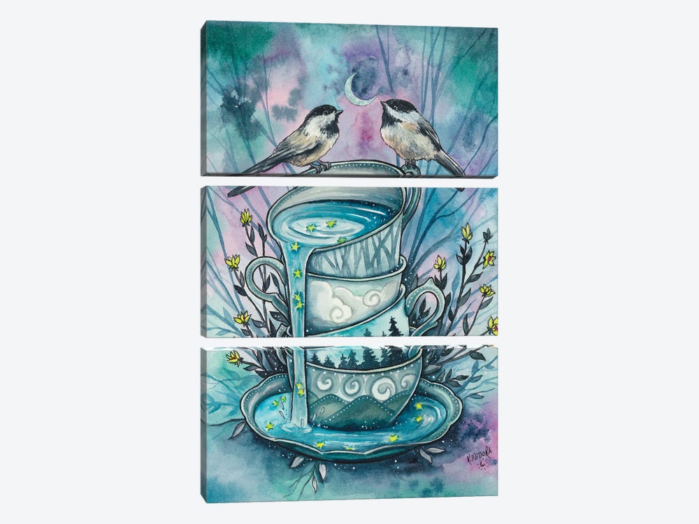 Invitation To Tea by Kat Fedora 3-piece Canvas Art Print
