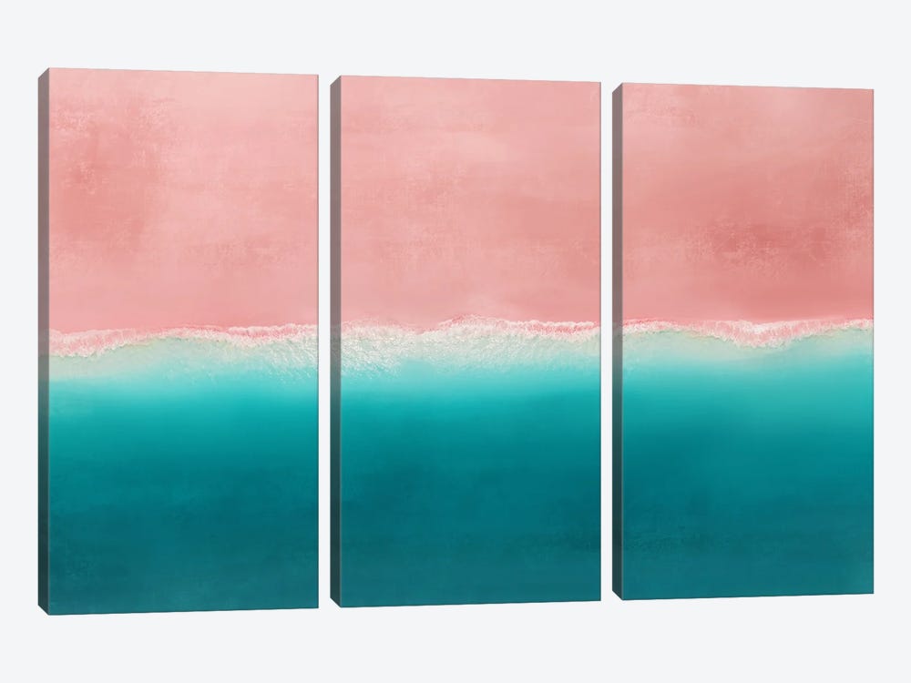 Pink Beach III by Karine Tonial Grimm 3-piece Canvas Print