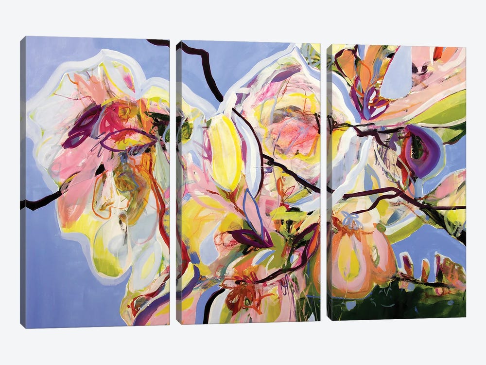 Cool Spring Blues with Magnolia by Kati Bujna 3-piece Canvas Print