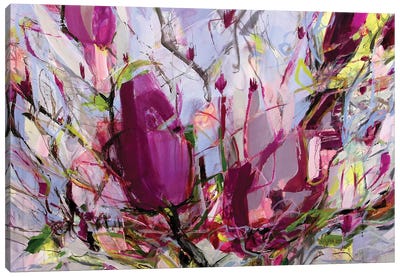 Magnolia Blossoms Canvas Art Print - Purple Abstract Art