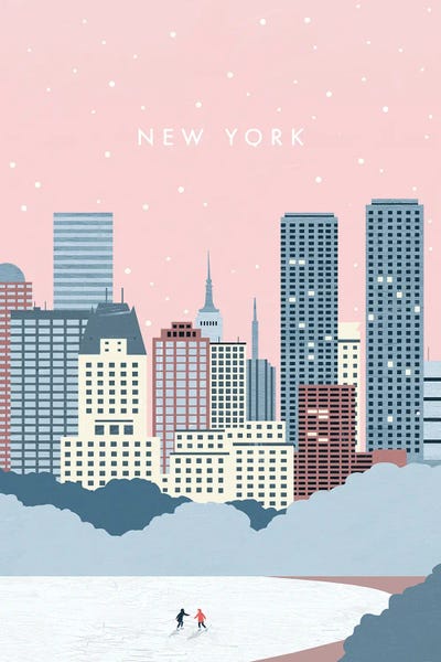 New York City Travel Posters: New York Winter by Katinka Reinke