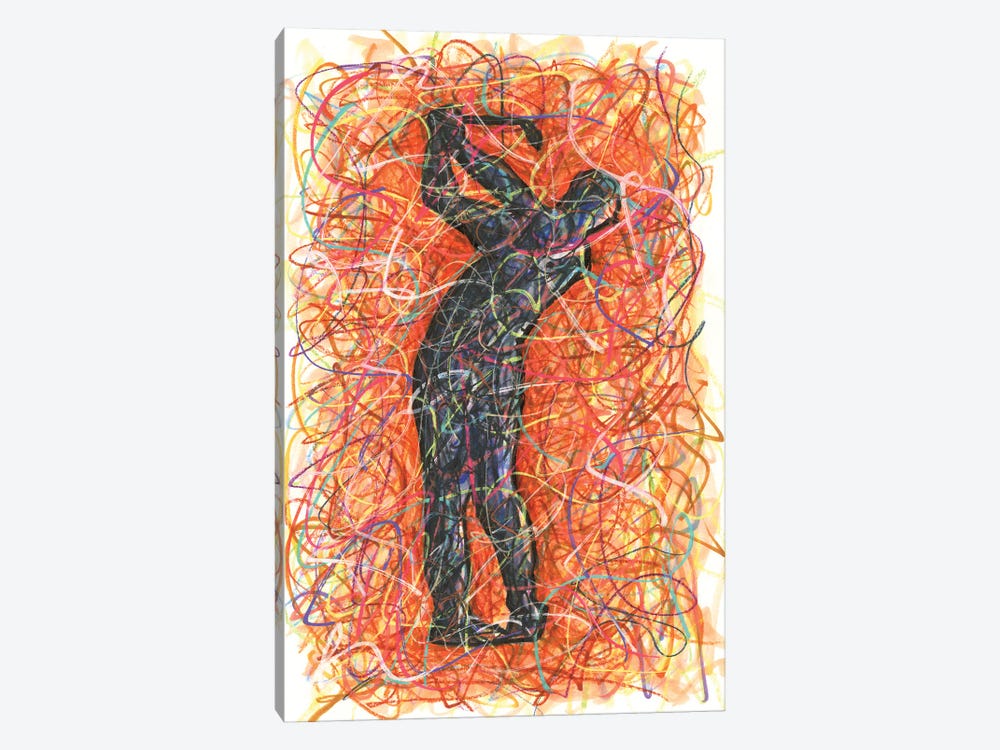 Swinging Golf Club by Kitslam 1-piece Art Print